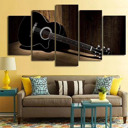 Картина модульная из 5 частей. Акустическая гитара. 2 шт (20x30 см), 2 шт (20x45 см), (20x50 см).